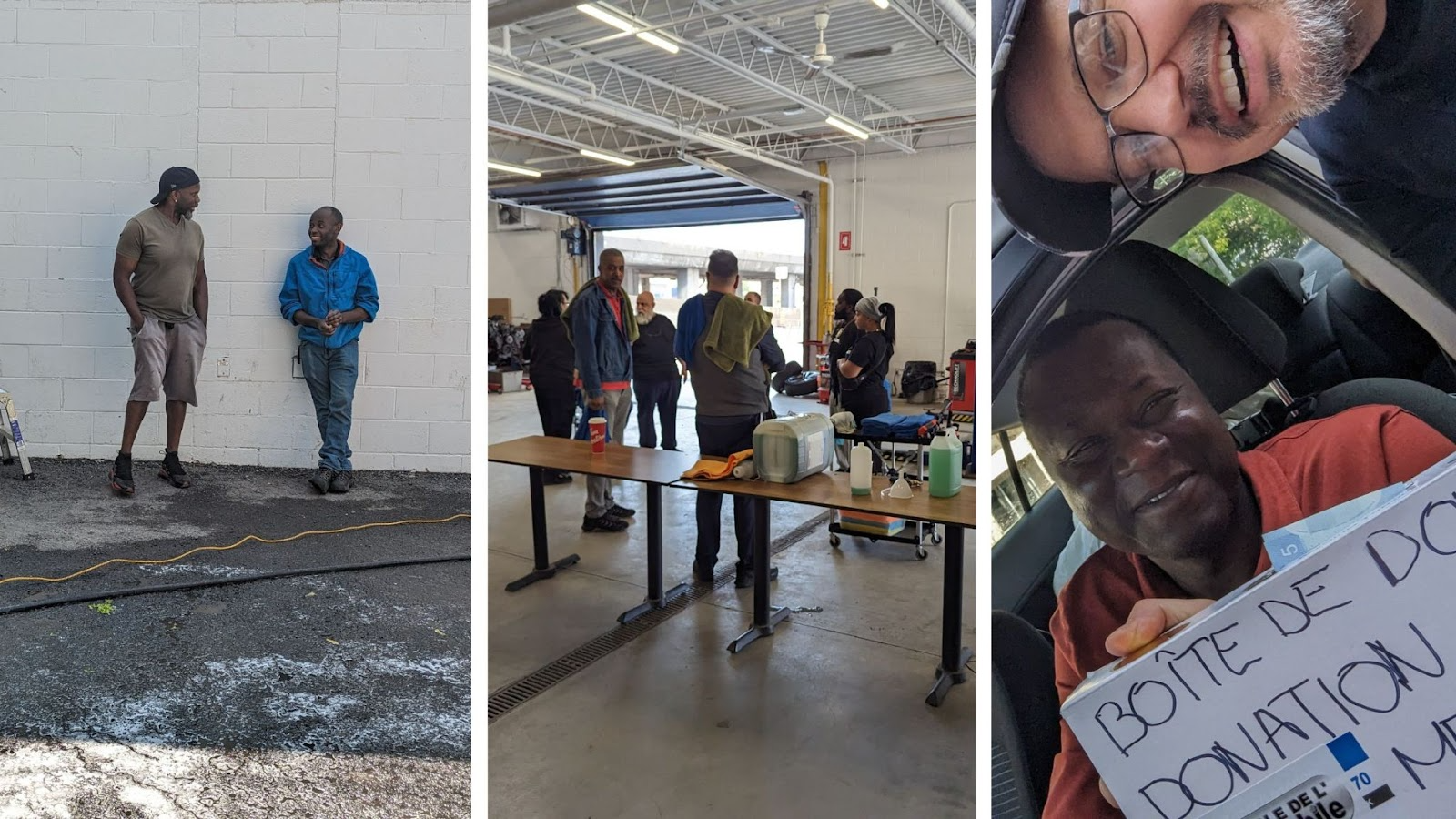 Participants au lave-auto solidaire de l'école de mécanique à Montréal (L’École de L’Automobile).