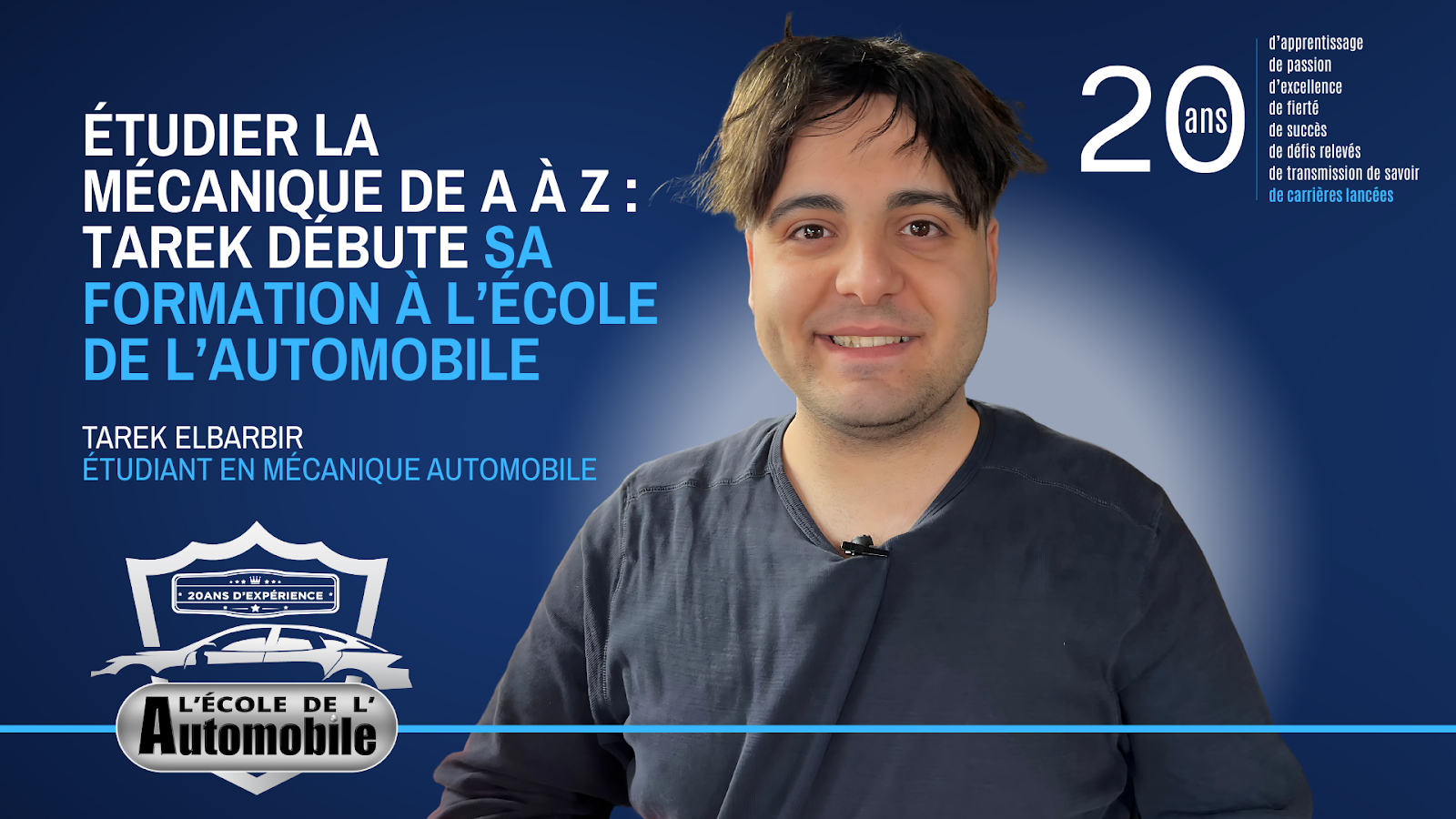 Tarek Elbarbir lors de son entrevue pour parler de sa formation en mécanique automobile.