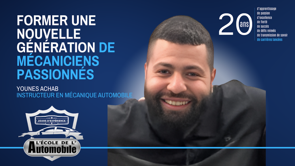 Younes, instructeur pour la formation en mécanique automobile de L’École de L’Automobile.