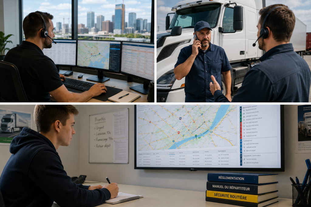 chauffeur de camion recevant des instructions de répartition à Montréal
